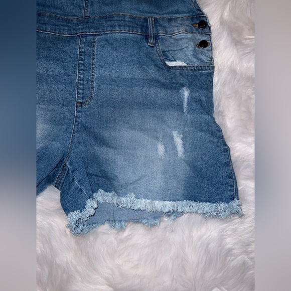 Venus Blue Denim Short Overalls - Picture 2 of 7